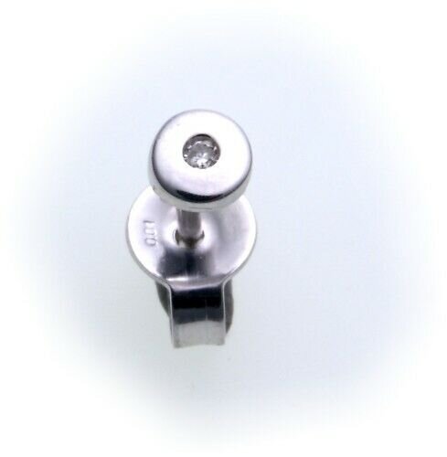 Herren Ohrringe Stecker echt Weißgold 585 Brillant 0,01 wesselton/si Gold 14kt