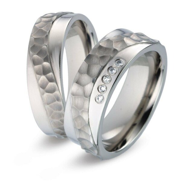 Titanfactory Titan Trauringe TF88 mit 5 Brillanten ges. 0.05 ct. w/si Diamant