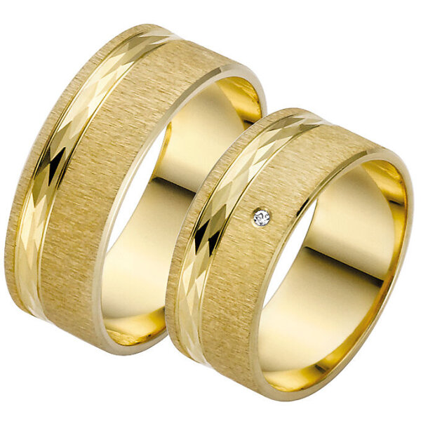 Trauringe Rauschmayer 03643 in 585/- Gelbgold mit Brill 0.01 ct. w/p2
