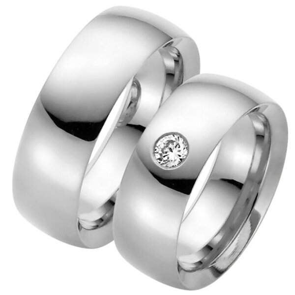 Trauringe Rauschmayer 88826 in 585/- Weißgold mit Brill 0.15 ct. w/si