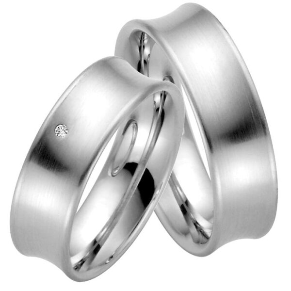 Trauringe Rauschmayer 85720 in 585/- Weißgold mit Brill 0.01 ct. w/si