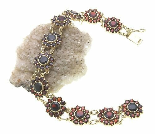 Armband m. Granat echt Silber 925 Armschmuck 18,5 cm Sterlingsilber Qualität2922