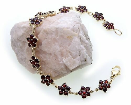 Armband m. Granat echt Silber 925 Armschmuck 19 cm Sterlingsilber 2961/8GR
