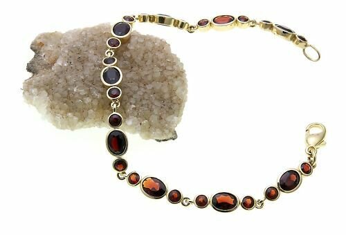 Armband m. Granat echt Silber 925 Armschmuck 20 cm Sterlingsilber Damen