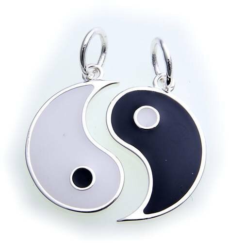 Anhänger Ying Yang Silber 925 schwarz weiß Sterlingsilber Yin Yang Qualität