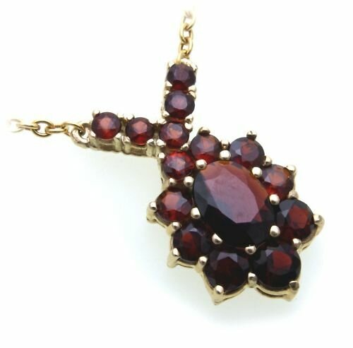 Collier m. Granat echt Gold 333 Halsschmuck Gelbgold Haskette Damen 4955/3GR