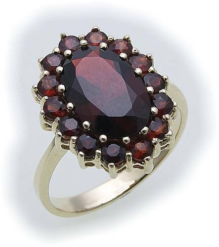 Damen  Ring m. Granat in Gold 333 Granatring alle Weiten Gelbgold Qualität 8052/