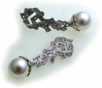 Damen Ohrringe echt Silber 925 Kristall Sterlingsilber Perlen Hänger Ohrhänger