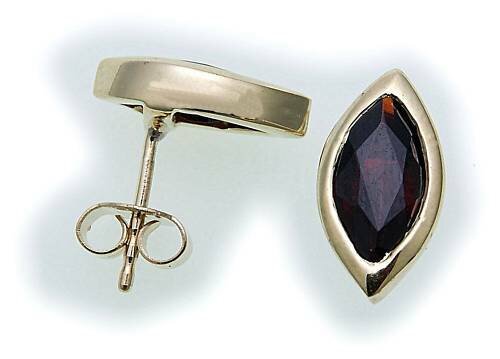 Damen Ohrringe m. Granat in Gold 585 Granatohrringe Gelbgold Ohrstecker 6093/5GR