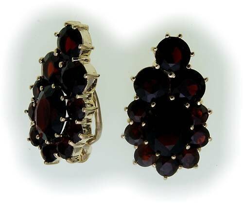 Damen Ohrringe m. Granat in Silber 925 Granatohrclip Clips Sterlingsilber 5556/8