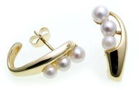 Damen Ohrringe Ohr Stecker Gold 585 mit Perlen 4-5 mm...