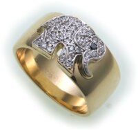 Damen Ring Elefant echt Gold 750 Brillant 0,27ct SI 18kt...