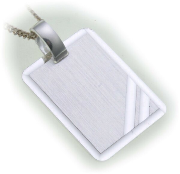 Gravurplatte Rechteck Qualität Silber 925 inkl Gravur matt Sterlingsilber Unisex