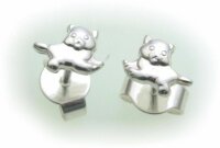 Kinder Ohrringe Stecker Katze echt Silber 925...