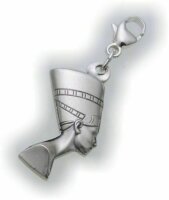 Neu Charm Nofretete Silber 925 Karabiner Ägypten Anhänger Sterlingsilber massiv