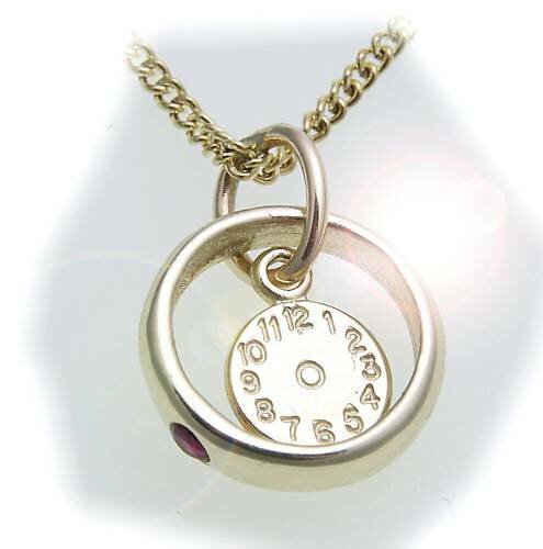 Set Taufring mit Uhr & Kette  Rubin 585 Gold 14kt Qualität