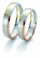 Trauringe Breuning Rainbow Collection 6209/6210 in 585 Gold weiß rot gelb 14 kt