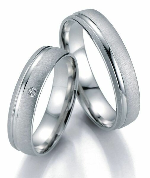 Trauringe Breuning Smartline Collection 7019/7020 in 585 Gold 14 kt Weißgold