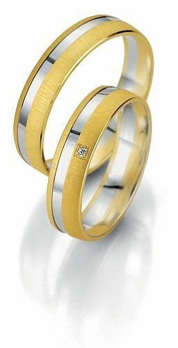 Trauringe Breuning Smartline Collection 7051/7052 in 585 Gold 14 kt weiß gelb