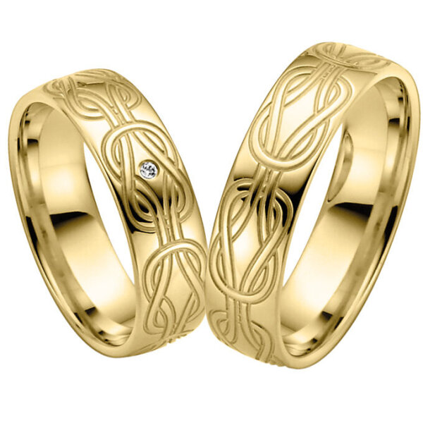 Trauringe Rauschmayer 06293 in 585/- Gelbgold mit Brillant 0.01 ct. w/si