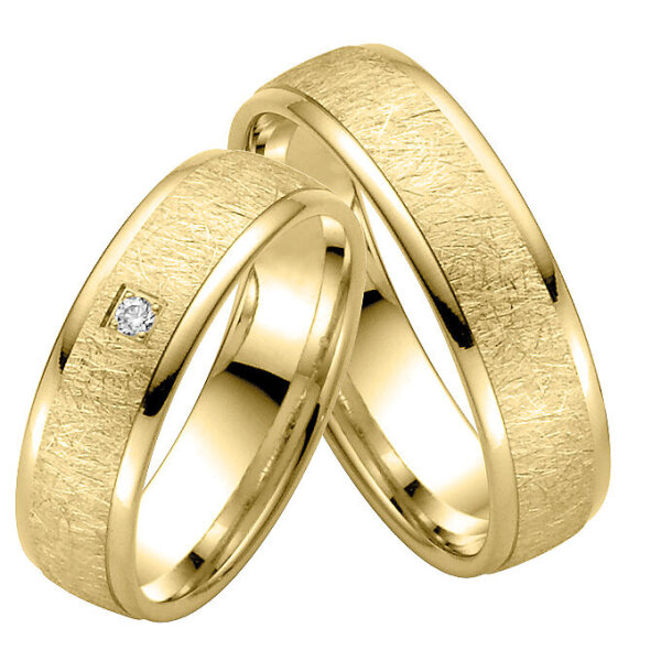 Trauringe Rauschmayer 06304 in 585/- Gelbgold mit Brillant 0.03 ct. w/si