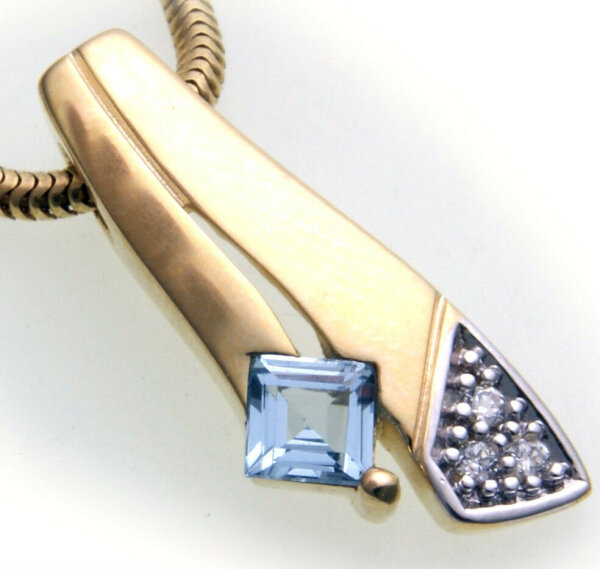 Anhänger echt Gold 333 mit Aquamarin + Zirkonia 8kt Gelbgold Damen Neu