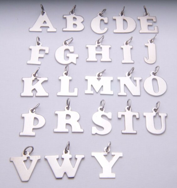 Anhänger und Kette Buchstabe groß echt Silber 925 Panzerkette Sterlingsilber Neu