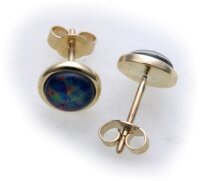 Damen Ohrringe schwarzer Opal echt Gold 333 Stecker...