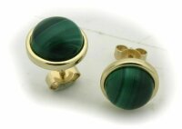 Damen Ohrringe echt Malachit 10mm echt Gold 333 Stecker Gelbgold Ohrstecker Neu