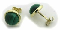 Damen Ohrringe echt Malachit 10mm echt Gold 333 Stecker Gelbgold Ohrstecker Neu