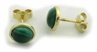 Damen Ohrringe echt Malachit 6 mm echt Gold 585 Stecker Gelbgold Ohrstecker Neu
