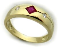 Damen Ring Rubin m. Diamant 0,04ct echt Gold 585 14 karat...