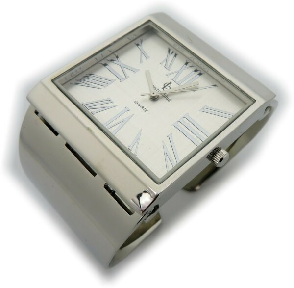 exklusive Damen Uhr versilbert Quarz Analog Spangenuhr Silber Glanz Spange Neu