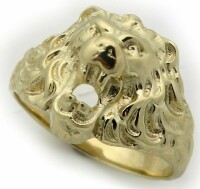 Herren Ring echt Gold 750 Löwe Löwenkopf Gelbgold 18 karat massiv Qualität Damen 50