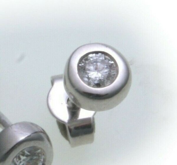 Herren Single Ohrringe Ohrstecker Weißgold 750 Diamant 0,10ct Gold 18 karat Neu