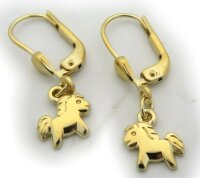 Kinder Ohrringe Ohrhänger Pferd groß 333 Gold Glanz Gelbgold Qualität Pferdchen