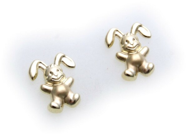 Kinder Ohrringe Stecker Hase echt Gold 333 Ohrstecker 8kt Gelbgold Häschen Hasen