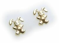 Kinder Ohrringe Stecker Hase echt Gold 333 Ohrstecker 8kt Gelbgold Häschen Hasen
