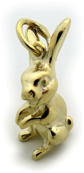 Neu Anhänger Hase echt Gold 333/- Kaninchen Hänger massiv Gelbgold 8 karat Top