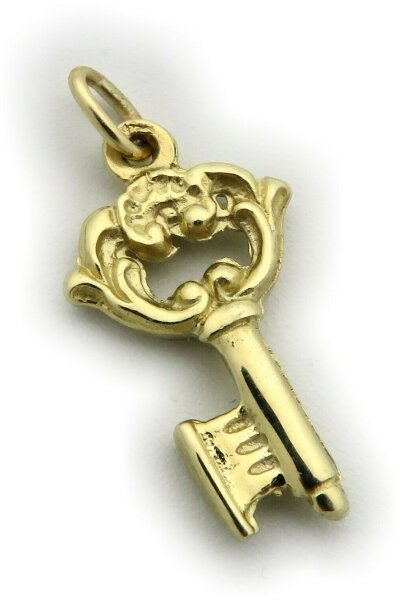 Neu Anhänger Schlüssel echt Gold 585 massiv Gelbgold 14 karat Schloss Top Qual.