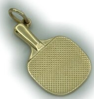 Neu Anhänger Tischtennis Schläger in Gold 333 8 karat Gelbgold Unisex Tennis Top