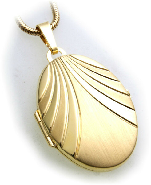 Damen Anhänger Medaillon echt Gold 333 teilmattiert 8kt verziert Gelbgold ME3504