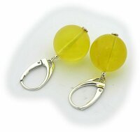 Selten Ohrringe echt Natur Bernstein gelb weiß Silberbrisur 925 16mm 14mm Neu