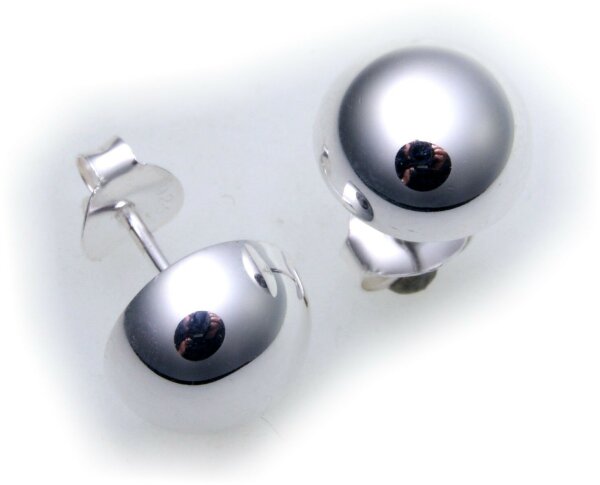 Damen Ohrringe Ohrstecker Silber 925 Halbkugel 12 mm Stecker Sterlingsilber Neu
