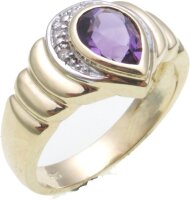 Damen Ring Brillant 0,08 ct. echt Amethyst 8 x 6 mm in...