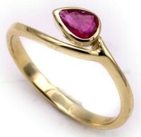 Damen Ring echt Gold 750 echt Rubin Tropfen 18 karat Top...