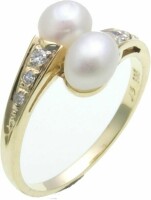 Damen Ring Brillant 0,08 ct. Süßwasserperlen in Gold 333 Gelbgold Diamant
