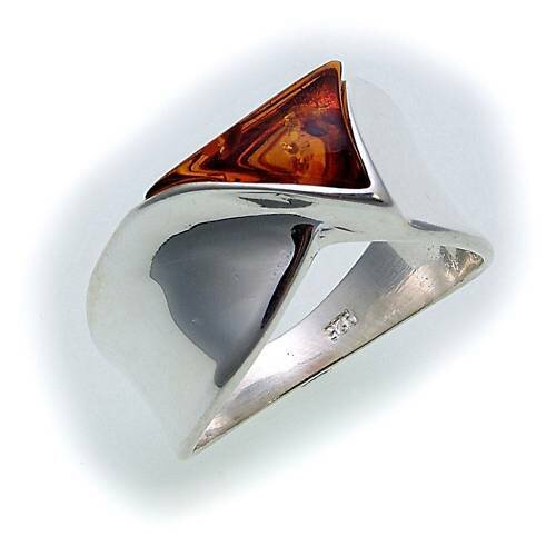 Damen Ring echt Bernstein in Silber 925 Bernsteinring Sterlingsilber Qualität