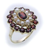 Damen Ring Granat Perlen in Silber 925 Granatring Sterlingsilber Qualität 8913/8