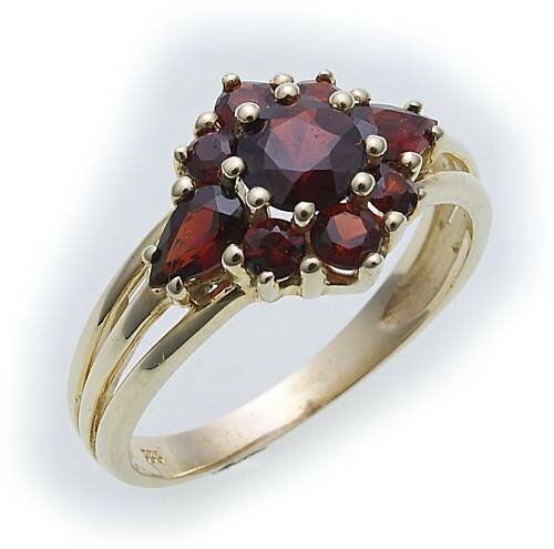 Damen Ring m. Granat in Gold 333 Granatring alle Weiten Gelbgold Qualität 8531/3
